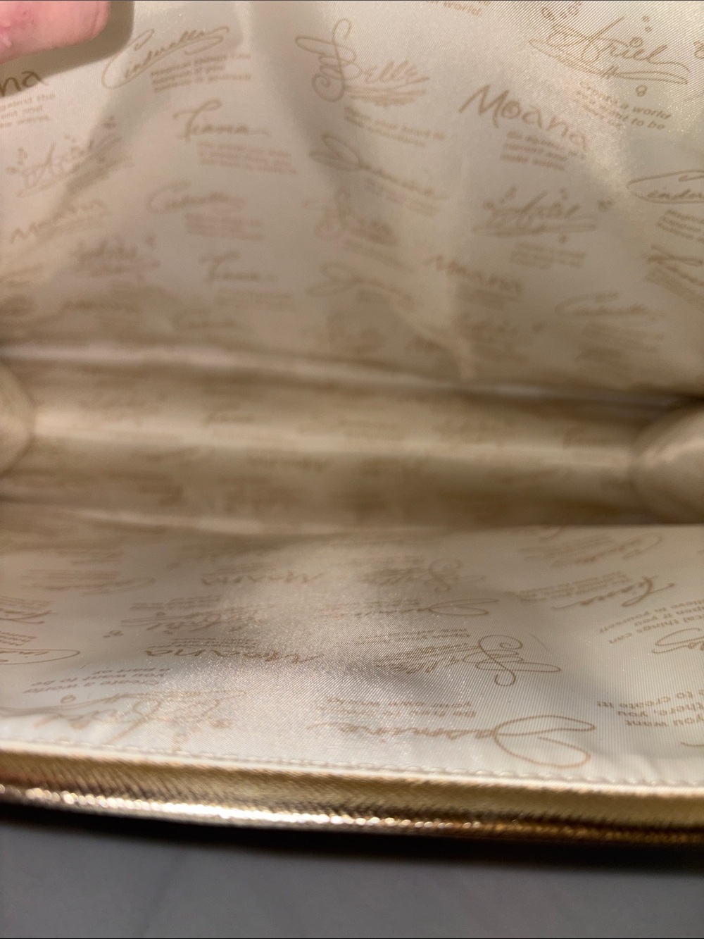 Bath & Body Works Disney Princess Metallic Gold Tote names & quotes inside NWT - Picture 4 of 6